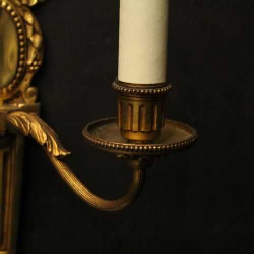 FRENCH PAIR OF GILDED BRONZE TWIN ARM WALL LIGHTS - ADDITIONAL PHOTO 6