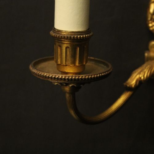 FRENCH PAIR OF GILDED BRONZE TWIN ARM WALL LIGHTS - ADDITIONAL PHOTO 7