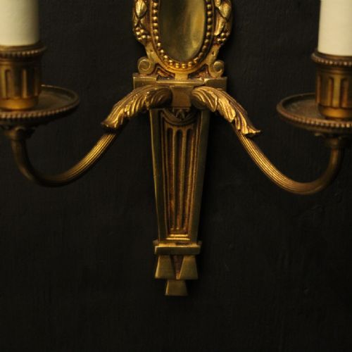 FRENCH PAIR OF GILDED BRONZE TWIN ARM WALL LIGHTS - ADDITIONAL PHOTO 8