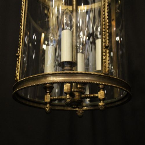 ENGLISH GILDED BRONZE 4 LIGHT 19TH C ANTIQUE HALL LANTERN - ADDITIONAL PHOTO 6
