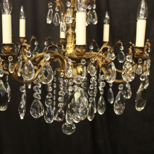 ITALIAN 8 LIGHT GILDED BRONZE CRYSTAL ANTIQUE CHANDELIER - ADDITIONAL PHOTO 3