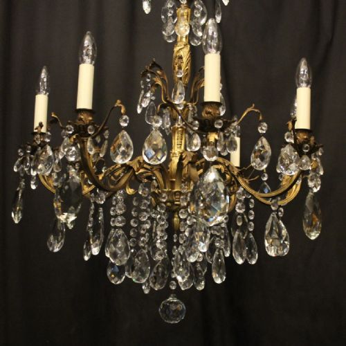 ITALIAN 8 LIGHT GILDED BRONZE CRYSTAL ANTIQUE CHANDELIER - ADDITIONAL PHOTO 4