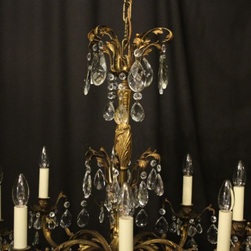 ITALIAN 8 LIGHT GILDED BRONZE CRYSTAL ANTIQUE CHANDELIER - ADDITIONAL PHOTO 7
