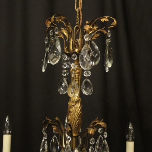 ITALIAN 8 LIGHT GILDED BRONZE CRYSTAL ANTIQUE CHANDELIER - ADDITIONAL PHOTO 8