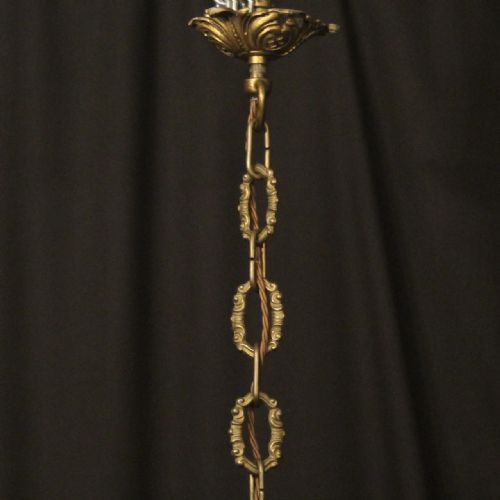 ITALIAN 8 LIGHT GILDED BRONZE CRYSTAL ANTIQUE CHANDELIER - ADDITIONAL PHOTO 9