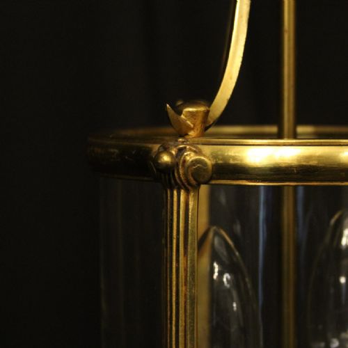 FRENCH GILDED TWIN LIGHT ANTIQUE LANTERN - ADDITIONAL PHOTO 3