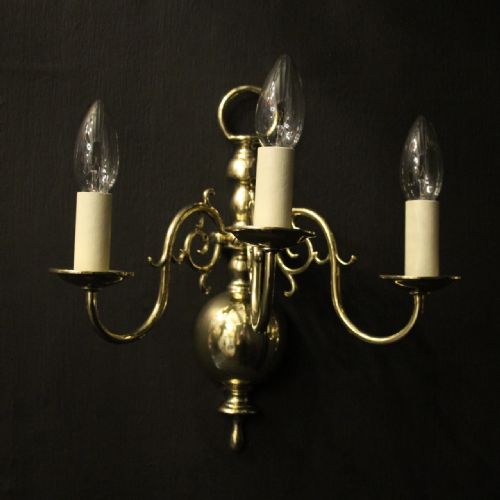 ENGLISH PAIR OF TWIN ARM ANTIQUE WALL LIGHTS - ADDITIONAL PHOTO 2