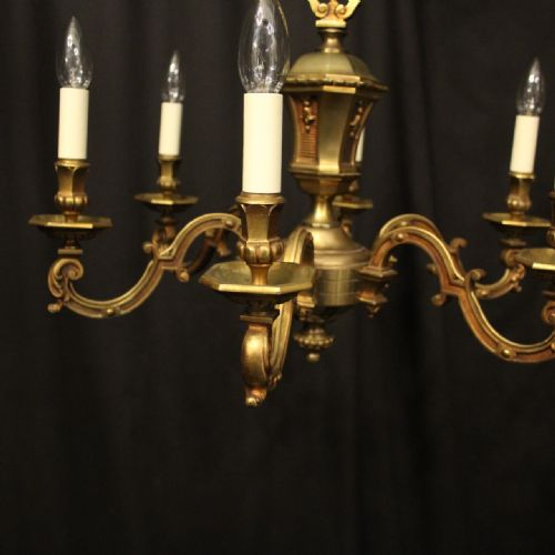FRENCH GILDED BRONZE 6 LIGHT ANTIQUE CHANDELIER - ADDITIONAL PHOTO 1