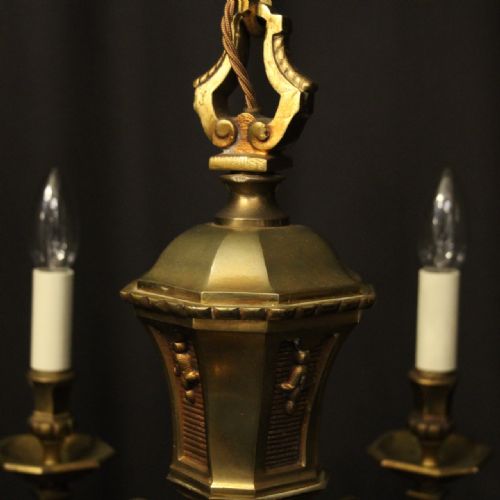 FRENCH GILDED BRONZE 6 LIGHT ANTIQUE CHANDELIER - ADDITIONAL PHOTO 8