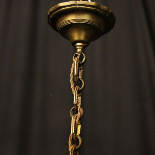 FRENCH GILDED BRONZE 6 LIGHT ANTIQUE CHANDELIER - ADDITIONAL PHOTO 9