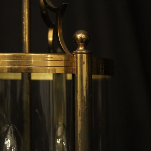 FRENCH GILDED TRIPLE LIGHT ANTIQUE LANTERN - ADDITIONAL PHOTO 2