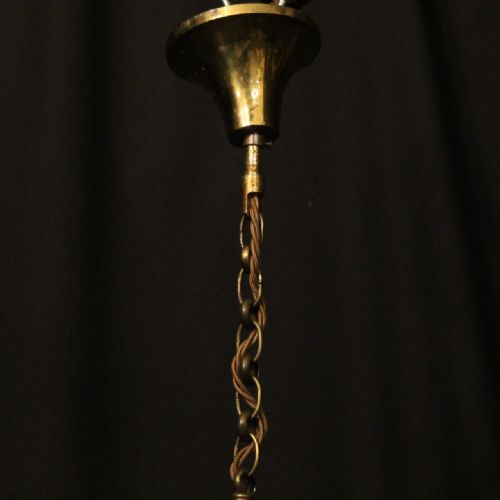 FRENCH GILDED TRIPLE LIGHT ANTIQUE LANTERN - ADDITIONAL PHOTO 9