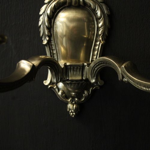 FRENCH PAIR OF BRONZE ANTIQUE WALL LIGHTS - ADDITIONAL PHOTO 8