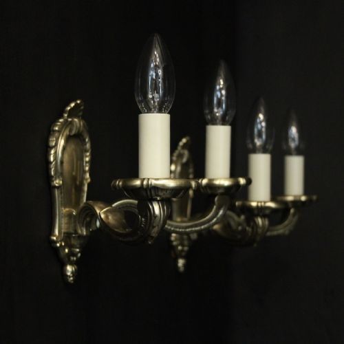 FRENCH PAIR OF BRONZE ANTIQUE WALL LIGHTS - ADDITIONAL PHOTO 9