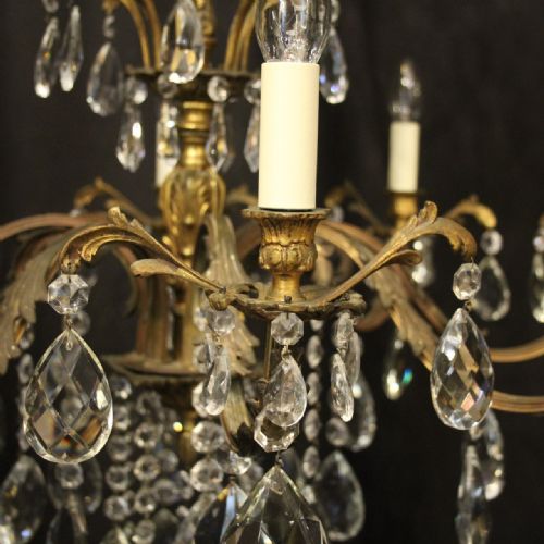 ITALIAN 8 LIGHT GILDED BRONZE ANTIQUE CHANDELIER - ADDITIONAL PHOTO 5