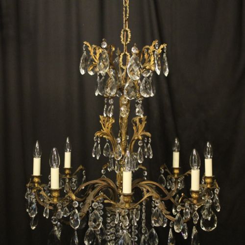 ITALIAN 8 LIGHT GILDED BRONZE ANTIQUE CHANDELIER - ADDITIONAL PHOTO 6