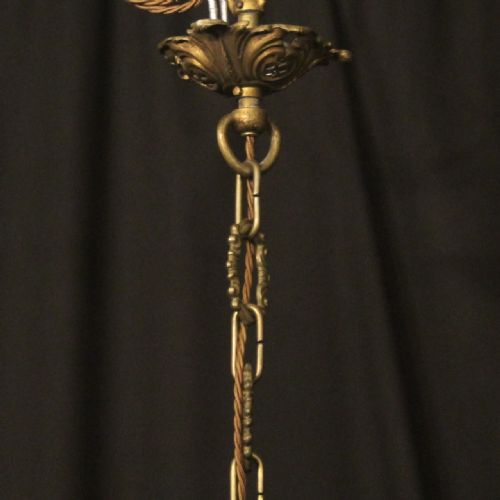 ITALIAN 8 LIGHT GILDED BRONZE ANTIQUE CHANDELIER - ADDITIONAL PHOTO 9