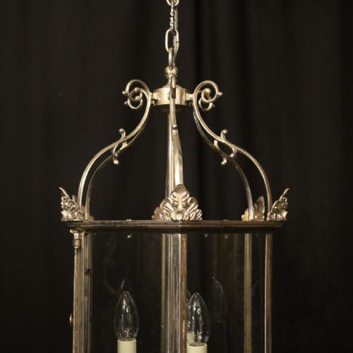 ENGLISH SILVER PLATED TRIPLE LIGHT HALL LANTERN - ADDITIONAL PHOTO 1