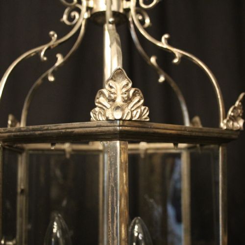ENGLISH SILVER PLATED TRIPLE LIGHT HALL LANTERN - ADDITIONAL PHOTO 4