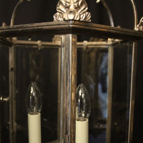 ENGLISH SILVER PLATED TRIPLE LIGHT HALL LANTERN - ADDITIONAL PHOTO 5