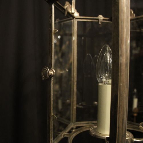 ENGLISH SILVER PLATED TRIPLE LIGHT HALL LANTERN - ADDITIONAL PHOTO 6