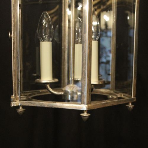 ENGLISH SILVER PLATED TRIPLE LIGHT HALL LANTERN - ADDITIONAL PHOTO 7