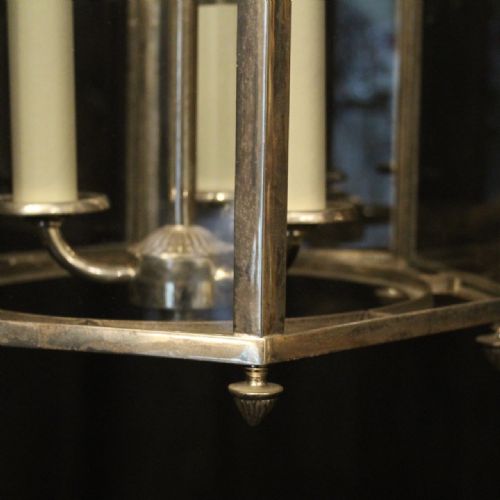 ENGLISH SILVER PLATED TRIPLE LIGHT HALL LANTERN - ADDITIONAL PHOTO 8