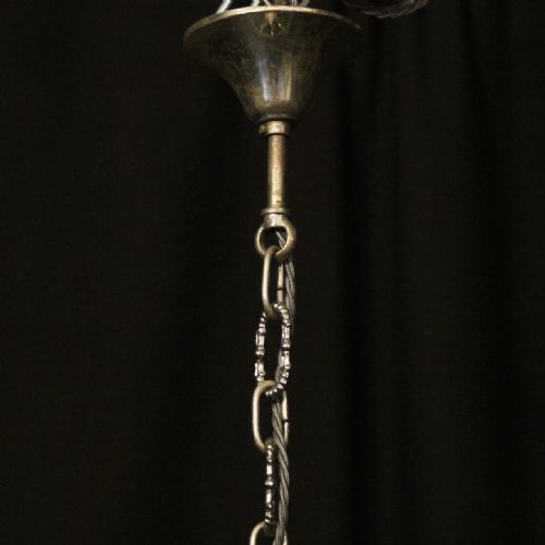 ENGLISH SILVER PLATED TRIPLE LIGHT HALL LANTERN - ADDITIONAL PHOTO 9