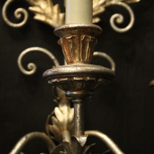 FLORENTINE PAIR OF SILVER GILDED WALL LIGHTS - ADDITIONAL PHOTO 3