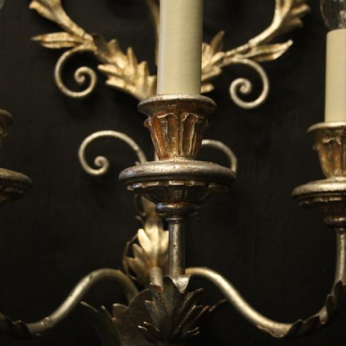 FLORENTINE PAIR OF SILVER GILDED WALL LIGHTS - ADDITIONAL PHOTO 5