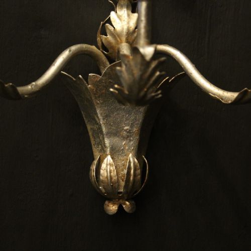 FLORENTINE PAIR OF SILVER GILDED WALL LIGHTS - ADDITIONAL PHOTO 7