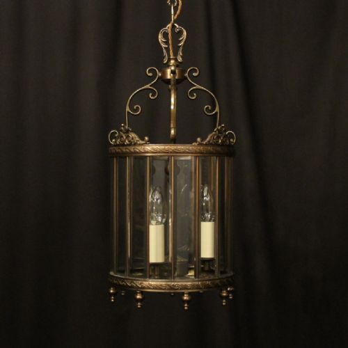 italian convex triple light hall lantern - CATEGORY: ANTIQUE LIGHTING - DATED 1930