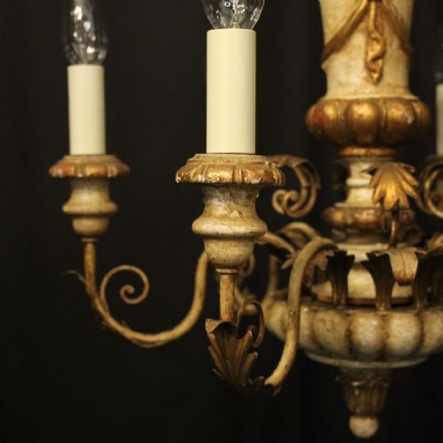 ITALIAN GILTWOOD POLYCHROME 6 LIGHT CHANDELIER - ADDITIONAL PHOTO 2