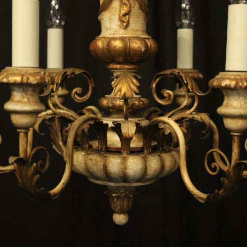 ITALIAN GILTWOOD POLYCHROME 6 LIGHT CHANDELIER - ADDITIONAL PHOTO 6