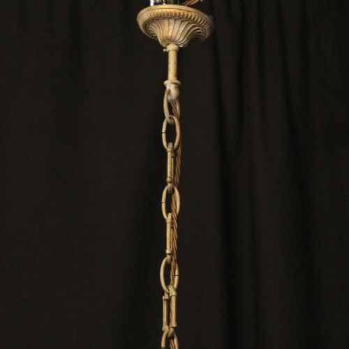ITALIAN GILTWOOD POLYCHROME 6 LIGHT CHANDELIER - ADDITIONAL PHOTO 9