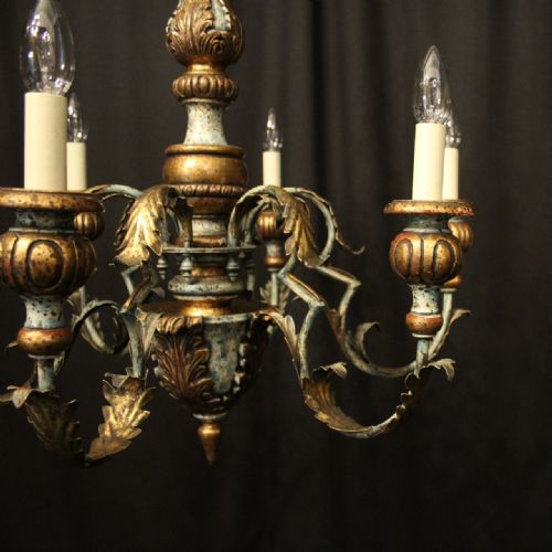ITALIAN FLORENTINE 6 LIGHT POLYCHROME CHANDELIER - ADDITIONAL PHOTO 1