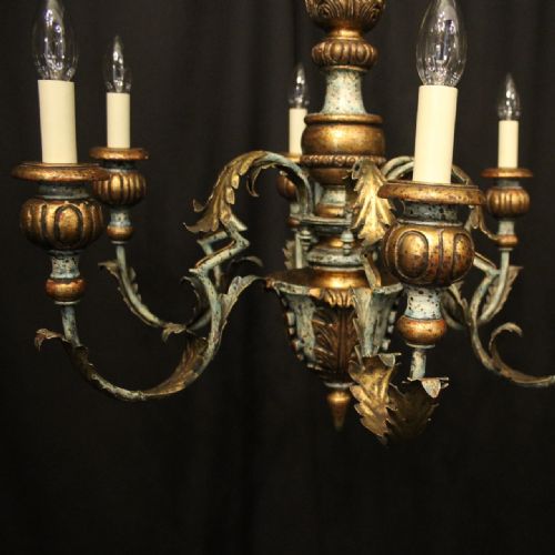 ITALIAN FLORENTINE 6 LIGHT POLYCHROME CHANDELIER - ADDITIONAL PHOTO 2