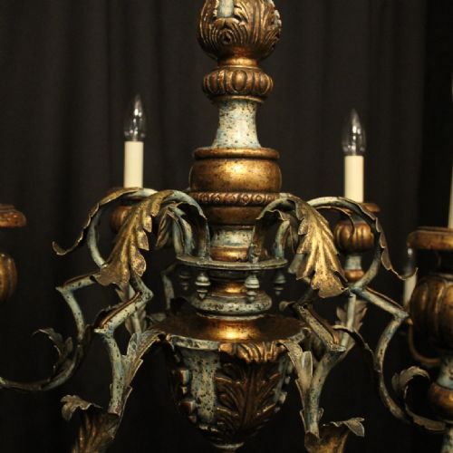 ITALIAN FLORENTINE 6 LIGHT POLYCHROME CHANDELIER - ADDITIONAL PHOTO 3
