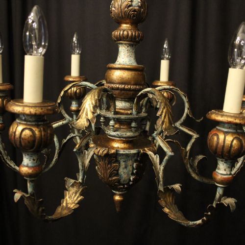 ITALIAN FLORENTINE 6 LIGHT POLYCHROME CHANDELIER - ADDITIONAL PHOTO 4