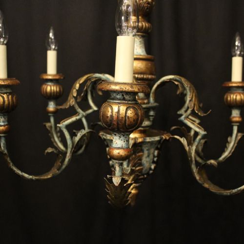 ITALIAN FLORENTINE 6 LIGHT POLYCHROME CHANDELIER - ADDITIONAL PHOTO 6