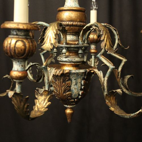 ITALIAN FLORENTINE 6 LIGHT POLYCHROME CHANDELIER - ADDITIONAL PHOTO 7