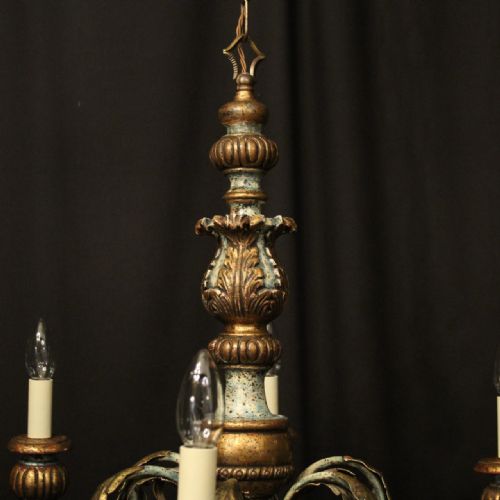 ITALIAN FLORENTINE 6 LIGHT POLYCHROME CHANDELIER - ADDITIONAL PHOTO 8