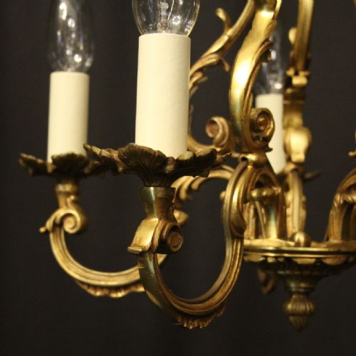 FRENCH GILDED BRONZE 5 LIGHT ANTIQUE CHANDELIER - ADDITIONAL PHOTO 2
