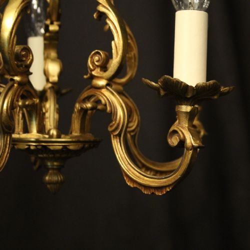 FRENCH GILDED BRONZE 5 LIGHT ANTIQUE CHANDELIER - ADDITIONAL PHOTO 4