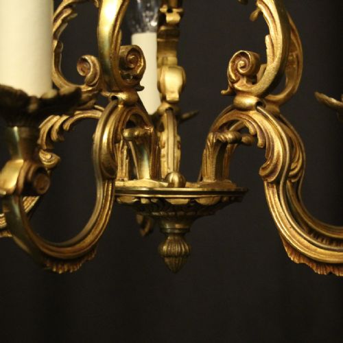 FRENCH GILDED BRONZE 5 LIGHT ANTIQUE CHANDELIER - ADDITIONAL PHOTO 5