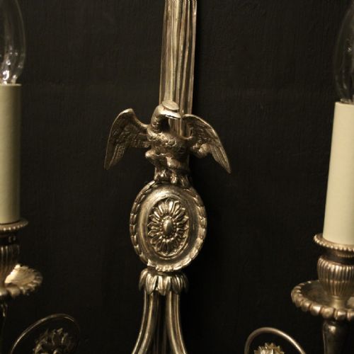 FRENCH PAIR OF SILVER GILDED EAGLE WALL LIGHTS - ADDITIONAL PHOTO 5