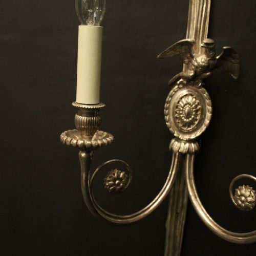 FRENCH PAIR OF SILVER GILDED EAGLE WALL LIGHTS - ADDITIONAL PHOTO 6