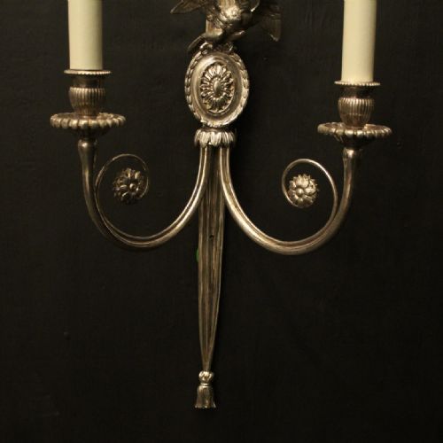 FRENCH PAIR OF SILVER GILDED EAGLE WALL LIGHTS - ADDITIONAL PHOTO 8