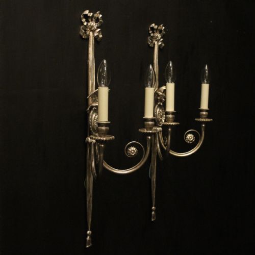 FRENCH PAIR OF SILVER GILDED EAGLE WALL LIGHTS - ADDITIONAL PHOTO 9