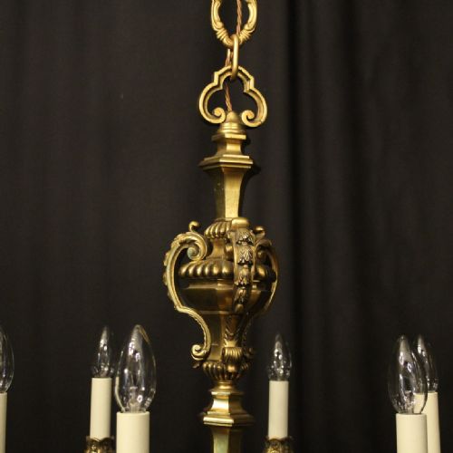 FRENCH GILDED BRONZE 6 LIGHT ANTIQUE CHANDELIER - ADDITIONAL PHOTO 7